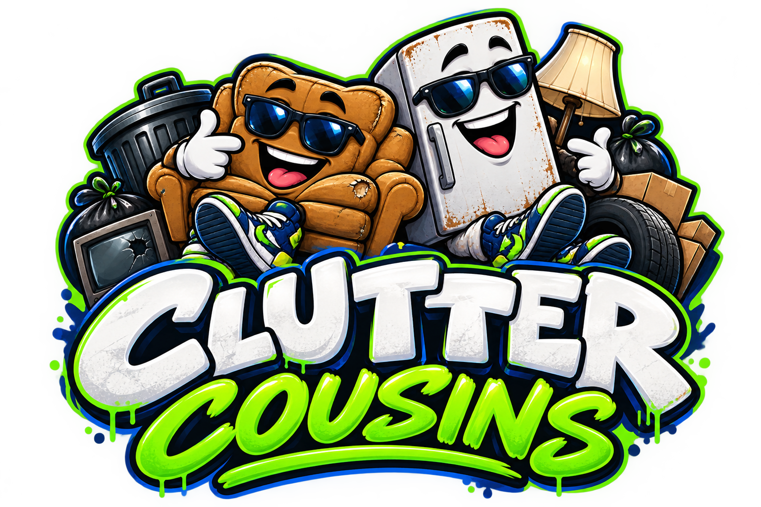 Clutter Cousins mascot logo